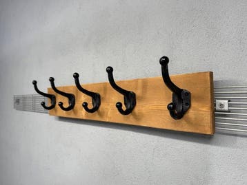 Kapstok - Hout, Gietijzer - houten wandkapstok, Antiek en Kunst