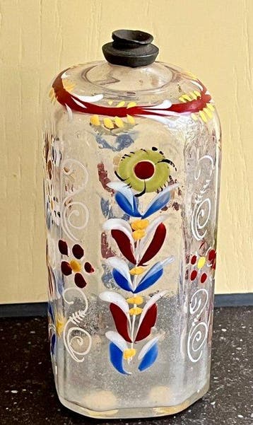 Fles - glas en tin - Muizenfles / schnaps fles