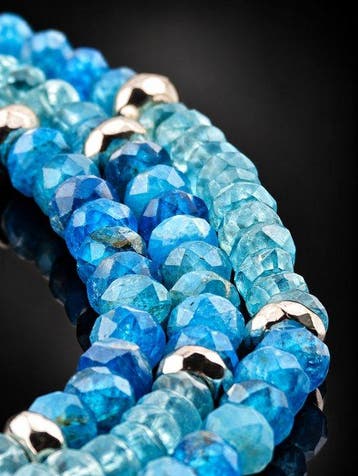 Aquamarijn en Apatiet Ketting - 925 Sterling Zilver - Blauw, Antiek en Kunst