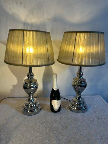 Tafellamp (2) - Trophy Chrome - Chroom, Staal, Textiel -