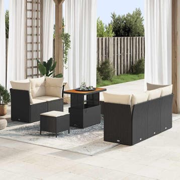 vidaXL Tuinbank Set 8 st Zwart poly rattan, Verzenden
