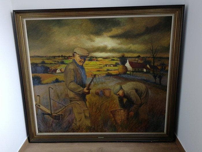 André De Man (1925-2002) - Boeren op het werkveld, Antiek en Kunst, Kunst | Schilderijen | Klassiek