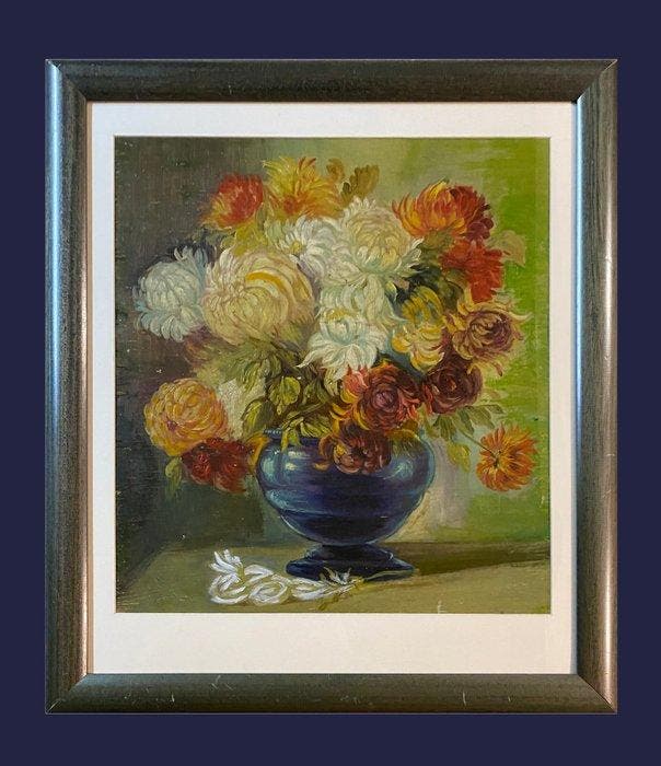 École Européene (c. 1950) - Vase à Fleurs, Antiquités & Art, Art | Peinture | Classique