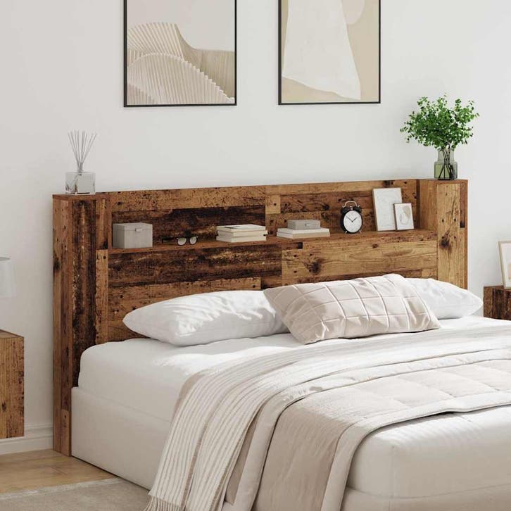 vidaXL Opslag hoofdeinde met LED Oud hout Bewerkt hout, Huis en Inrichting, Slaapkamer | Bedden, Nieuw, Verzenden