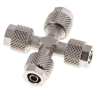 6x4 Vernikkeld Messing Kruis-Opsteekkoppeling, Verzenden, Nieuw