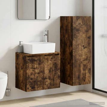 vidaXL Badkamermeubel Set 2 st Gerookt eiken 33 x 34,5 x 100, Maison & Meubles, Tables | Coiffeuses, Verzenden