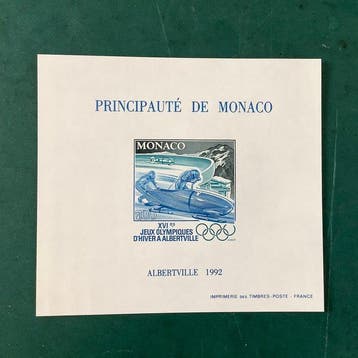 Monaco 1992 - Speciale blok: Olympische Spelen Albertville, Postzegels en Munten, Gestempeld