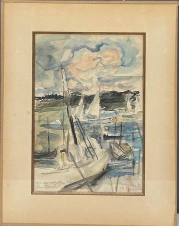 René Levrel (1900-1981) - Marine - Bateaux à Benodet en