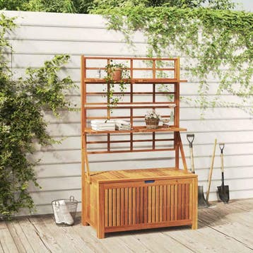 vidaXL Opbergbox met latwerk 99x50x160 cm massief acaciahout, Tuin en Terras, Bergingen en Tuinkasten, Verzenden, Nieuw