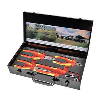 Geïsoleerde tangenset 4 delen in metalen opbergbox, Ophalen of Verzenden, Nieuw