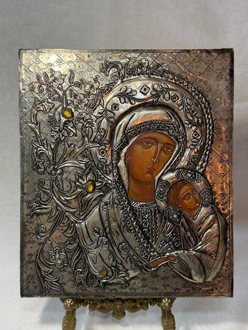 Icoon - Moeder van God der Tederheid (Eleusa) - Hout,