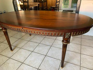 J.P. EHALT - Uitschuifbare tafel - Verguld brons, Mahonie