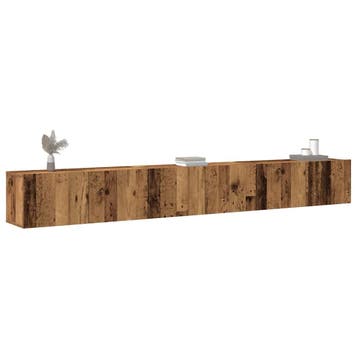 vidaXL 3-delig Tv-meubelset wandmontage bewerkt hout oud, Verzenden