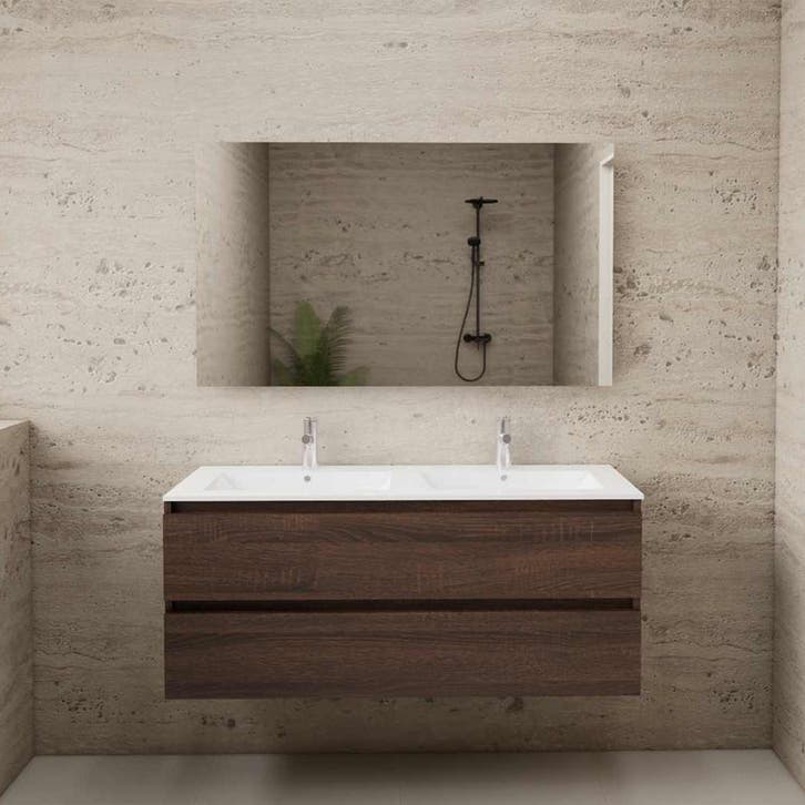 ACTIE BWS Badmeubel | Paris | Sonoma Choco 120 cm | Mat Wit, Doe-het-zelf en Bouw, Sanitair, Bad, Nieuw, Ophalen of Verzenden