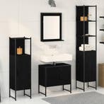 vidaXL Badkamermeubel Set met plank 4 pcs Zwart Bewerkt hout, Verzenden, Nieuw