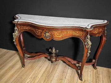 Wandtafel - Hout - Boulle-console met inlegwerk en vergulde