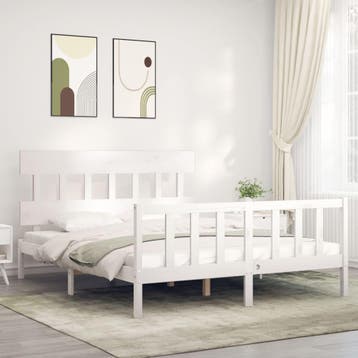 vidaXL Bedframe zonder matras massief grenenhout wit 160x200, Verzenden