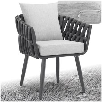 Stoel Lugano in rope-design met aluminium frame - antraciet, Tuin en Terras, Verzenden, Nieuw