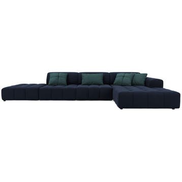 Micadoni Velvet Right Corner Sofa, luc, 5 Seats, Dark, Maison & Meubles, Verzenden