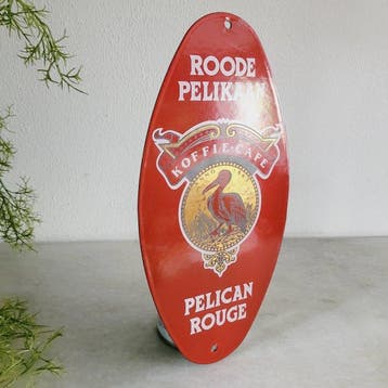Roode Pelikaan/ Pelican Rouge Met Bladgoud, Reclamebord,