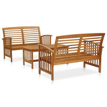 vidaXL 3-delige Loungeset massief acaciahout, Verzenden, Loungeset
