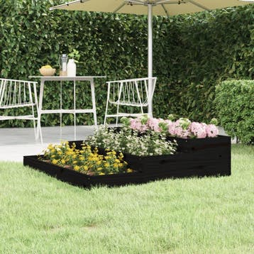 vidaXL Plantenbak 107x107x27 cm massief grenenhout zwart, Verzenden