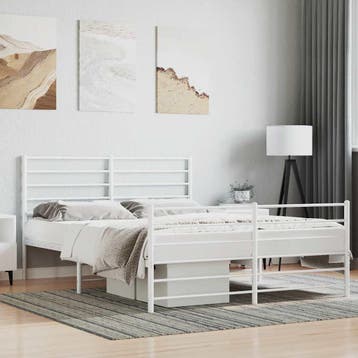 vidaXL Bedframe met hoofd- en voeteneinde metaal wit 140x200, Huis en Inrichting, Verzenden, Nieuw