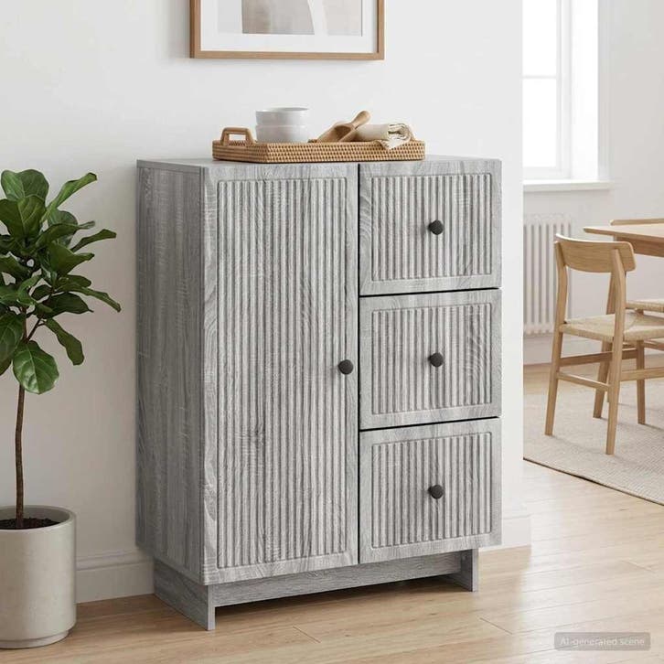 vidaXL Dressoir met lade Grijs sonoma 66 x 34,5 x 90 cm, Huis en Inrichting, Kasten | Dressoirs, Nieuw, Verzenden