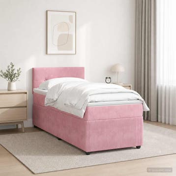 vidaXL Boxspringbed met matras met hoofdeinde Roze 80 x 200, Verzenden