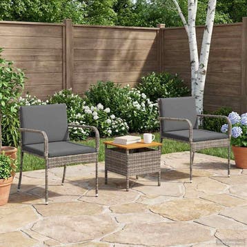 vidaXL Tuin Bistro Set 3 st Grijs poly rattan, Tuin en Terras, Tuinsets en Loungesets, Verzenden, Nieuw
