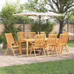 vidaXL Tuin Eettafel Set 9 pcs Bruin Massief Acacia Hout, Verzenden