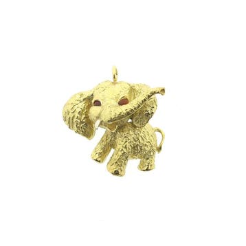 Gouden hanger van een olifant met carneool (Hanger of bedel), Ophalen of Verzenden, Gebruikt, Goud, Overige merken