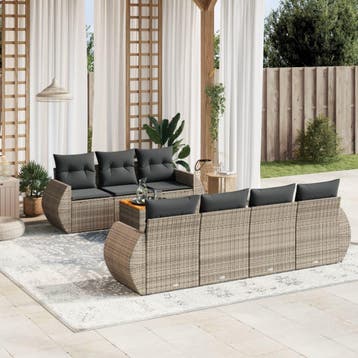 vidaXL 8-delige Loungeset met kussens poly rattan grijs, Verzenden, Loungeset