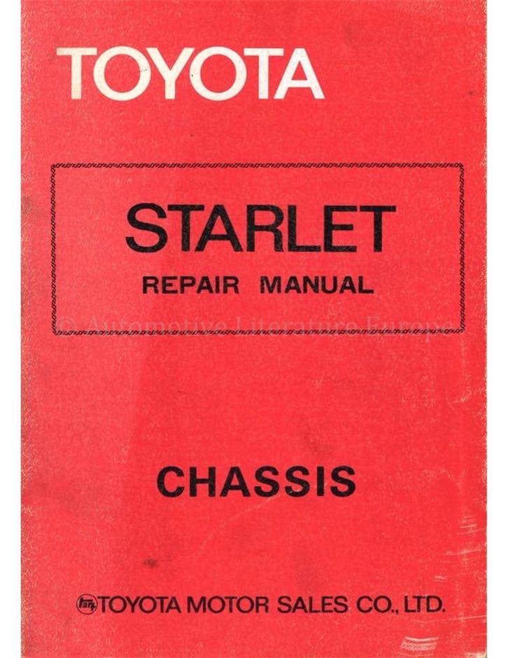 1978 TOYOTA STARLET CHASSIS WERKPLAATSHANDBOEK ENGELS, Autos : Divers, Modes d'emploi & Notices d'utilisation