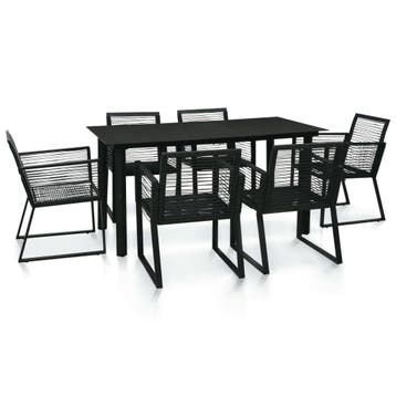 vidaXL 7-delige Tuinset PVC-rattan zwart, Verzenden, Nieuw, Tuinset