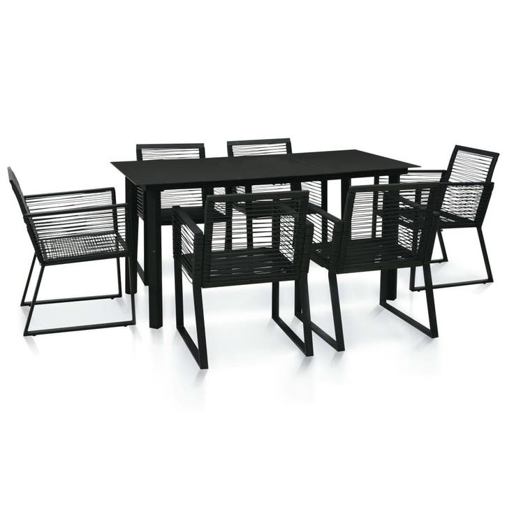 vidaXL 7-delige Tuinset PVC-rattan zwart, Tuin en Terras, Tuinsets en Loungesets, Tuinset, Nieuw, Verzenden