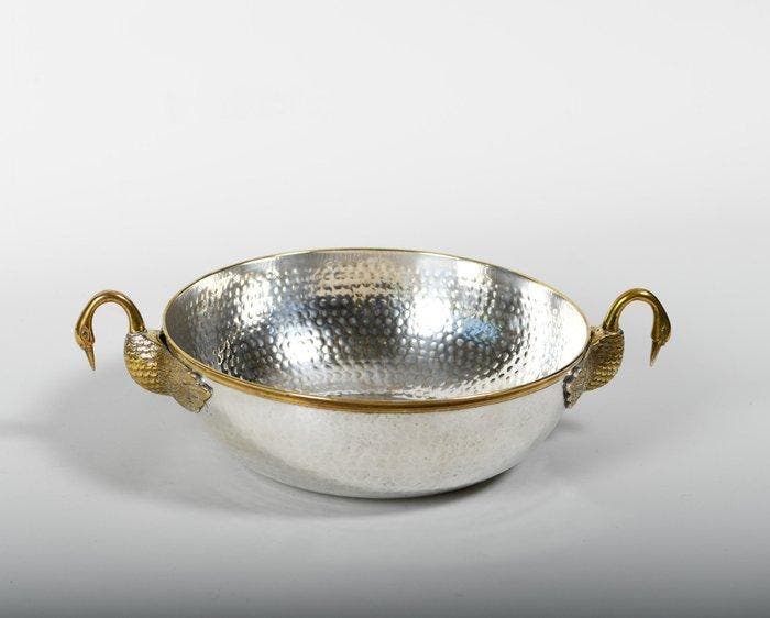 Prachtige verzilverde Art Deco fruitschaal met gouden, Antiek en Kunst, Antiek | Keukengerei