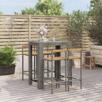 vidaXL 5-delige Tuinbarset poly rattan en massief acaciahout, Tuin en Terras, Verzenden, Nieuw