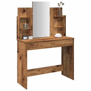 vidaXL Kaptafel met spiegel 96x39x142 cm oud houtkleurig, Verzenden
