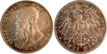 Duitsland 2 Mark 1902 D Sachsen-meiningen tolle Patina vz..., Verzenden, België