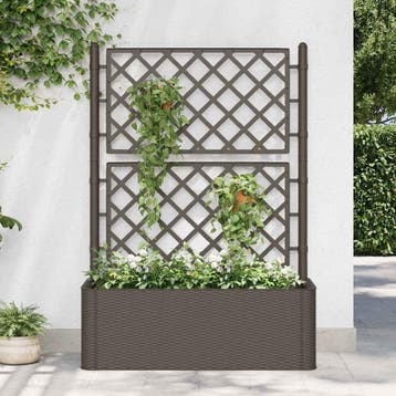 vidaXL Plantenbak hoog met latwerk en zelfbewateringssysteem, Tuin en Terras, Verzenden, Nieuw