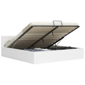 vidaXL Bedframe hydraulisch kunstleer wit 180x200 cm, Verzenden, Nieuw