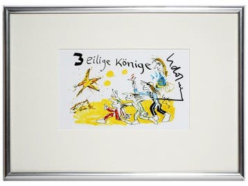 Udo Lindenberg (1946) - 3 eilige Könige - signiert - gerahmt