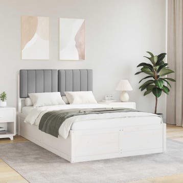 vidaXL Bedframe met Gevoerde Hoofdbord Lichtgrijs 120 x 200, Verzenden, Nieuw