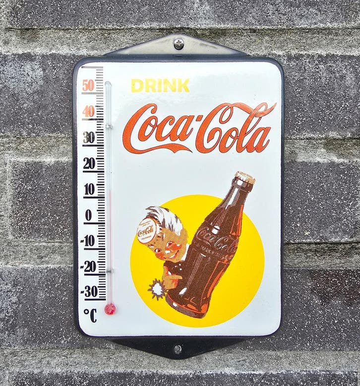 Coca Cola Drink emaille thermometer, Collections, Marques & Objets publicitaires, Envoi