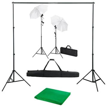 vidaXL Fotostudioset met achtergrond, lampen en paraplus, Verzenden