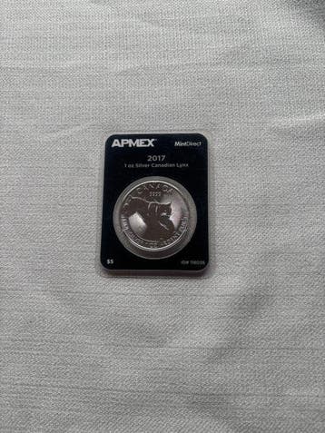 Canada. 5 Dollars 2017, Silver Lynx, 1 Oz (Zonder