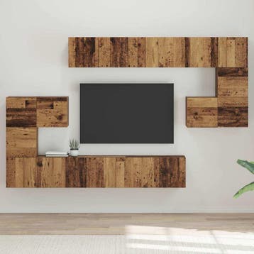 vidaXL Tv-meubelset 10 st Oud Hout Bewerkt hout, Verzenden, Nieuw