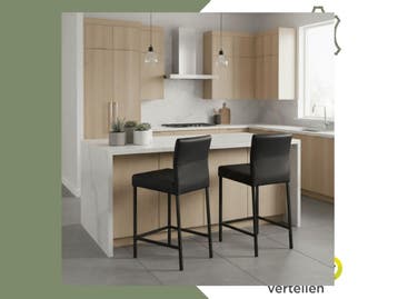 Set van 2 leren barkrukken Bright - Toledo Nero, Ophalen of Verzenden