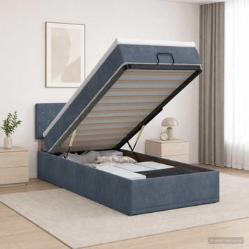 vidaXL Ottoman bed met matras Donkergrijs 90 x 200 cm, Verzenden